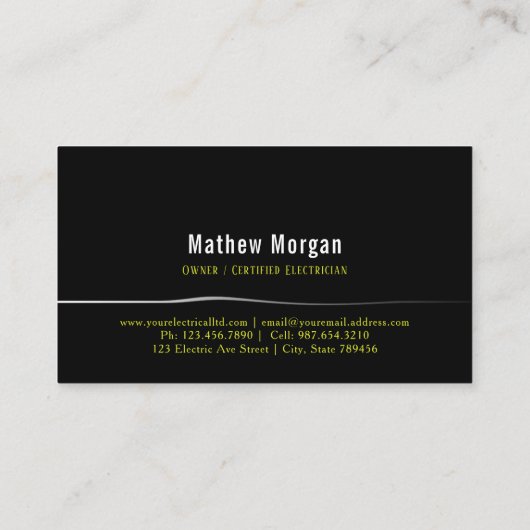 黄色と白の電球のロゴデザイン 名刺 (裏面)