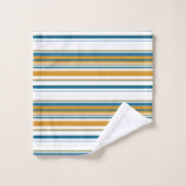 黄色と白の青ストライプ色 バスタオルセット (ウォッシュタオル)