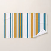 黄色と白の青ストライプ色 バスタオルセット (ハンドタオル)