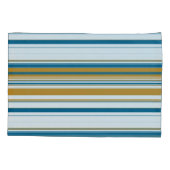 黄色と白の青ストライプ色 枕カバー (裏面-左)