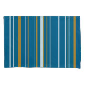 黄色と白の青ストライプ色 枕カバー (正面左)