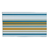 黄色と白の青ストライプ色 枕カバー (裏面-右)