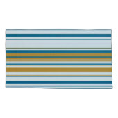 黄色と白の青ストライプ色 枕カバー (裏面-左)