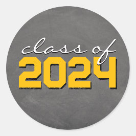 黄色と白の黒板卒業ステッカー ラウンドシール