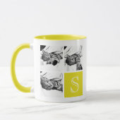 黄色と白のInstagramフォトコラージモノグラム マグカップ (左)