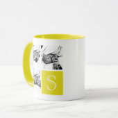 黄色と白のInstagramフォトコラージモノグラム マグカップ (正面左)