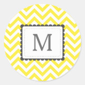 黄色と白シェブロンカスタムモノグラム ラウンドシール (正面)