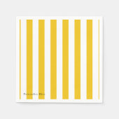 黄色と白ストライプのモダンストライプのパーソナライズされた値 スタンダードカクテルナプキン (正面)