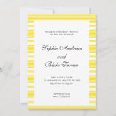 黄色と白ストライプのモダン結婚の 招待状 (正面)