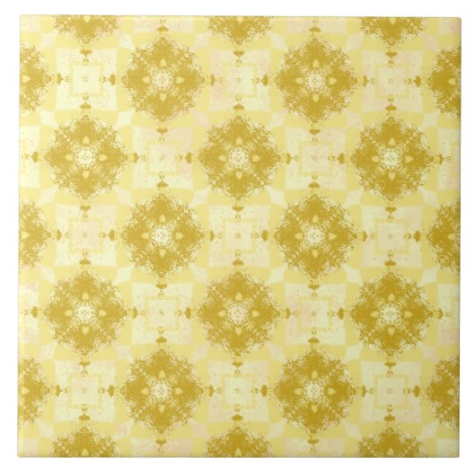 黄色と白モダン色の帯 タイル (正面)