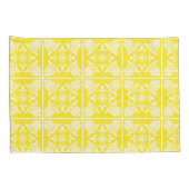 黄色と白地中海ののタパターン(の模様が)あるイル 枕カバー (裏面-右)