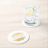 黄色と白結婚の ラウンドペーパーコースター (インサイチュ)