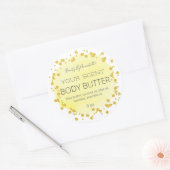 黄色と白 |金ゴールドドット体バターラベル ラウンドシール (封筒)