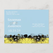 黄色と紫あなたの写真と日付を保存 案内ポストカード (裏面)