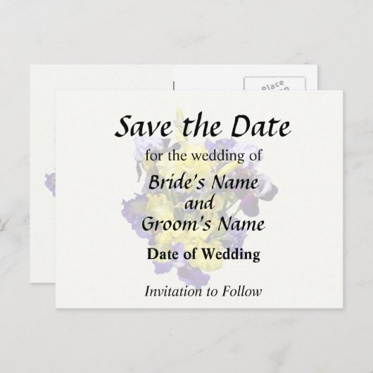 黄色と紫のアイリス各種 案内ポストカード (正面/裏面)