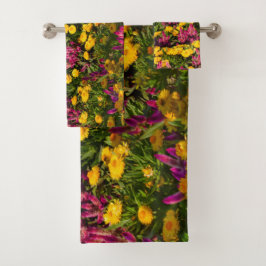 黄色と紫のカラフルの畑 バスタオルセット