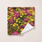 黄色と紫のカラフルの畑 バスタオルセット (ウォッシュタオル)