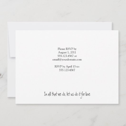 黄色と紫のバラポスト結婚のお祝い 招待状 (裏面)