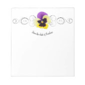 黄色と紫のパンジーのメモパーソナライズされた帳 ノートパッド (正面)