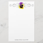 黄色と紫のパンジーの文パーソナライズされた房具 便箋 (正面)