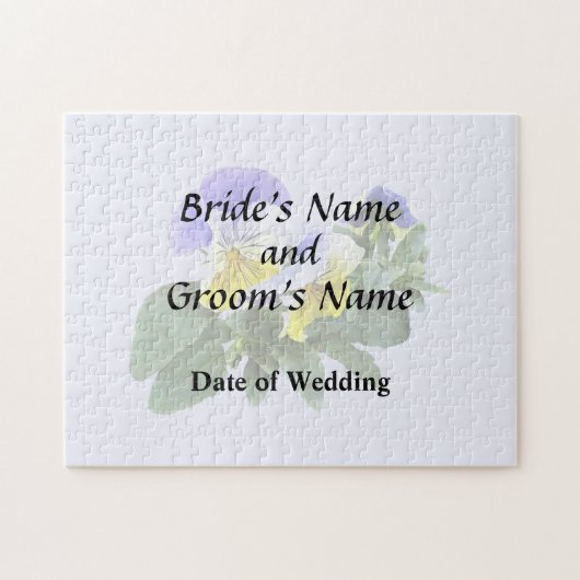 黄色と紫のパンジーの結婚グループ ジグソーパズル (横)