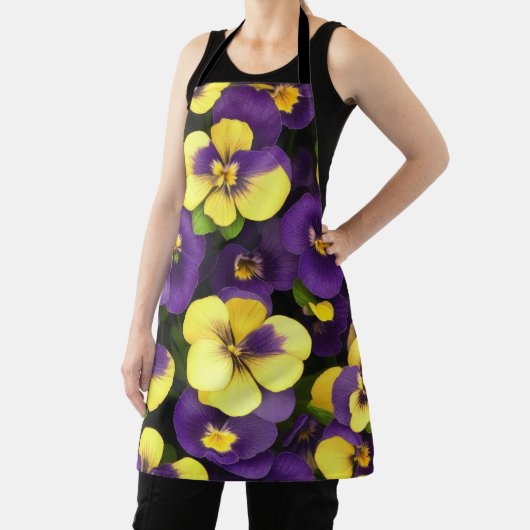 黄色と紫のパンジーの花 エプロン (インサイチュ)