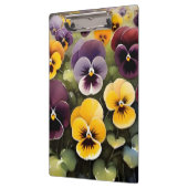 黄色と紫のパンジー水絵画色の クリップボード (左)