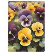 黄色と紫のパンジー水絵画色の クリップボード (裏面)