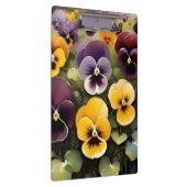 黄色と紫のパンジー水絵画色の クリップボード (右)