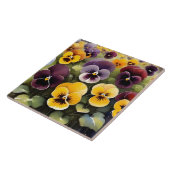 黄色と紫のパンジー水絵画色の タイル (側面)