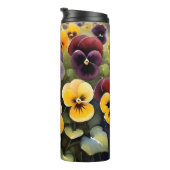 黄色と紫のパンジー水絵画色の タンブラー (回転右)