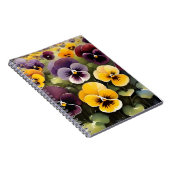 黄色と紫のパンジー水絵画色の ノートブック (右側)