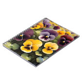 黄色と紫のパンジー水絵画色の ノートブック (左側)