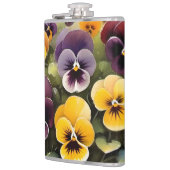 黄色と紫のパンジー水絵画色の フラスク (左)