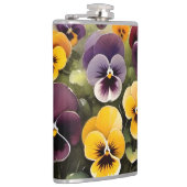 黄色と紫のパンジー水絵画色の フラスク (右)