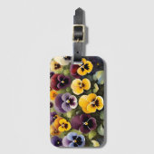 黄色と紫のパンジー水絵画色の ラゲッジタグ (正面縦)