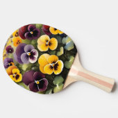 黄色と紫のパンジー水絵画色の 卓球ラケット (横)