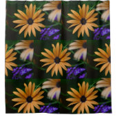 黄色と紫のフローラ シャワーカーテン (正面)