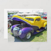 黄色と紫のホットロッド ポストカード (正面/裏面)