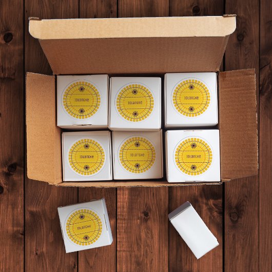 黄色と紫の太陽シンボルモダンのカスタム〔占星術の〕十二宮図 ラウンドシール