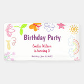 黄色と紫の子供の誕生日パーティーバナー 横断幕 (横)