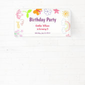 黄色と紫の子供の誕生日パーティーバナー 横断幕 (インサイチュ)