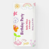 黄色と紫の子供の誕生日パーティーバナー 横断幕 (縦)
