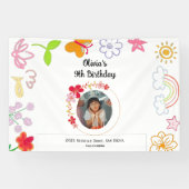 黄色と紫の子供パーティーバナー 横断幕 (横)