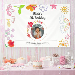 黄色と紫の子供パーティーバナー 横断幕