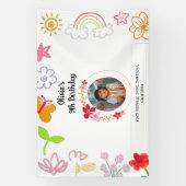 黄色と紫の子供パーティーバナー 横断幕 (縦)