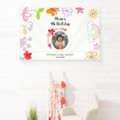 黄色と紫の子供パーティーバナー 横断幕 (インサイチュ)