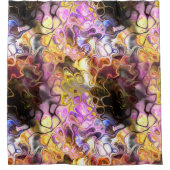 黄色と紫の抽象芸術大理石タイ – 染料 シャワーカーテン (正面)