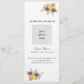 黄色と紫の植物用スプレー葬儀 プログラム (正面)