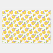 黄色と紫の水色パンジー模様 ラッピングペーパーシート (正面3)